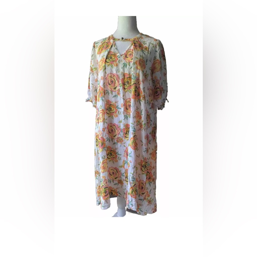 Matilda Jane Choker V-Neckline Sunday Best Rose Floral Rayon Swing‎ Dress Size S